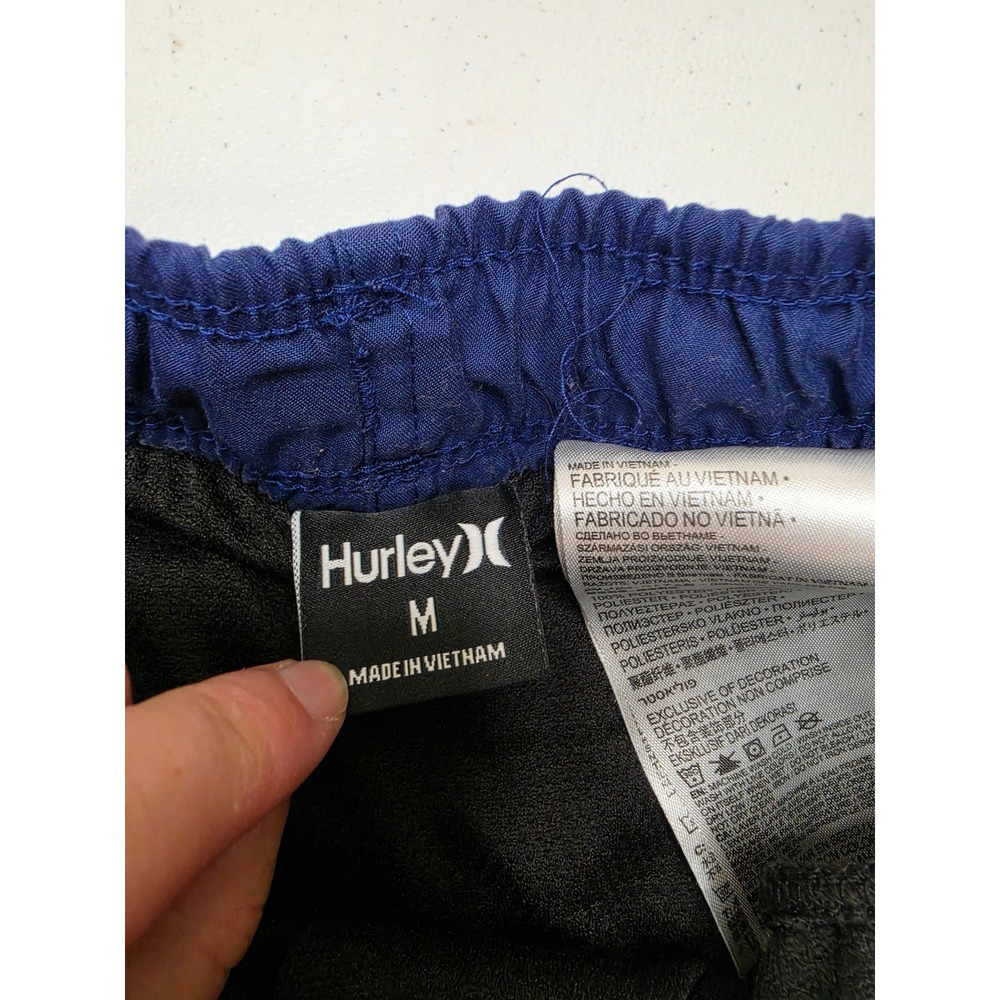 Hurley Boys Navy Blue Board Shorts American Flag Logo Swim Trunks Size Medium - Picture 3 of 4